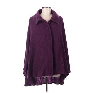 Kerry Woolen Mills Cape Shawl Poncho Jacket Coat Sweater Lambswool Wool Purple